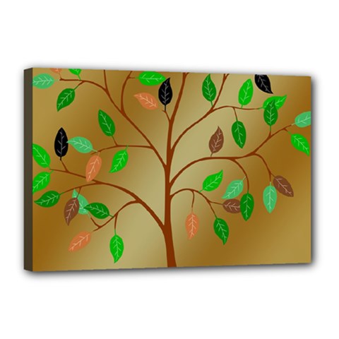 Tree Root Leaves Contour Outlines Canvas 18  X 12  by Simbadda