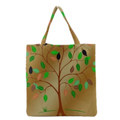 Tree Root Leaves Contour Outlines Grocery Tote Bag by Simbadda