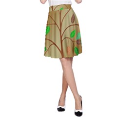 Tree Root Leaves Contour Outlines A-line Skirt by Simbadda