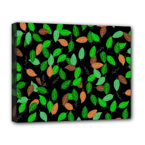 Leaves True Leaves Autumn Green Deluxe Canvas 20  X 16   by Simbadda