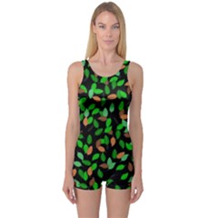 Leaves True Leaves Autumn Green One Piece Boyleg Swimsuit by Simbadda