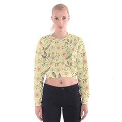 Seamless Spring Flowers Patterns Women s Cropped Sweatshirt by TastefulDesigns