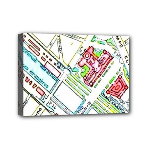 Paris Map Mini Canvas 7  X 5  by Simbadda