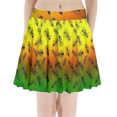 Insect Pattern Pleated Mini Skirt