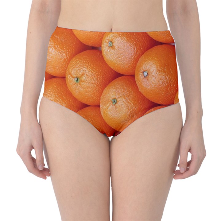 Orange Fruit High-Waist Bikini Bottoms