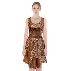 Elephant Aztec Wood Tekture Racerback Midi Dress