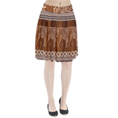 Elephant Aztec Wood Tekture Pleated Skirt