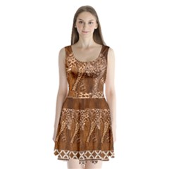 Elephant Aztec Wood Tekture Split Back Mini Dress 