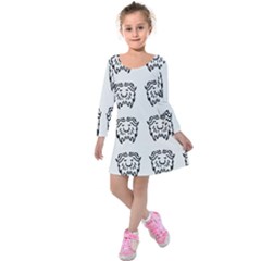 Animal Bison Grey Wild Kids  Long Sleeve Velvet Dress by Alisyart