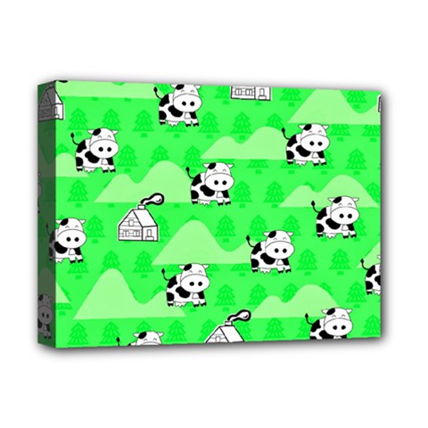 Animals Cow Home Sweet Tree Green Deluxe Canvas 16  X 12  