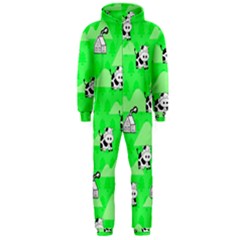 Animals Cow Home Sweet Tree Green Hooded Jumpsuit (men)  by Alisyart