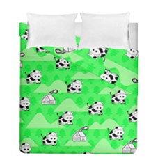Animals Cow Home Sweet Tree Green Duvet Cover Double Side (full/ Double Size) by Alisyart