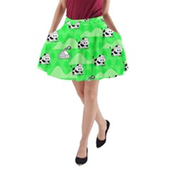 Animals Cow Home Sweet Tree Green A-line Pocket Skirt