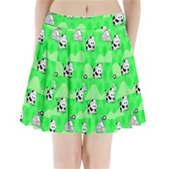 Animals Cow Home Sweet Tree Green Pleated Mini Skirt by Alisyart
