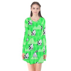 Animals Cow Home Sweet Tree Green Flare Dress