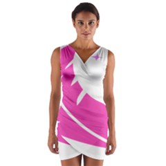 Bird Feathers Star Pink Wrap Front Bodycon Dress