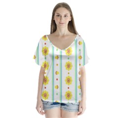 Beans Flower Floral Yellow Flutter Sleeve Top by Alisyart