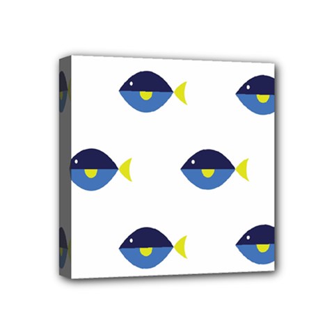 Blue Fish Swim Yellow Sea Beach Mini Canvas 4  X 4 