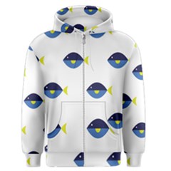 Blue Fish Swim Yellow Sea Beach Men s Zipper Hoodie by Alisyart