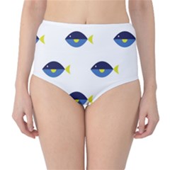 Blue Fish Swim Yellow Sea Beach High-waist Bikini Bottoms by Alisyart