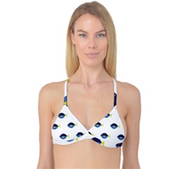 Blue Fish Swim Yellow Sea Beach Reversible Tri Bikini Top by Alisyart