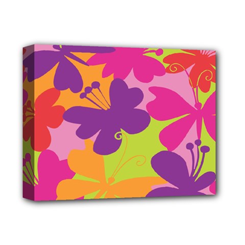 Butterfly Animals Rainbow Color Purple Pink Green Yellow Deluxe Canvas 14  X 11 