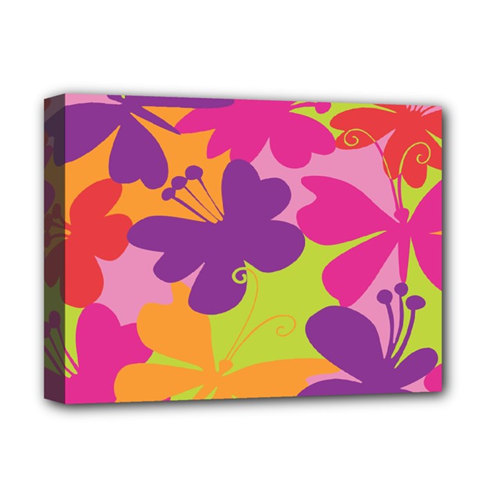 Butterfly Animals Rainbow Color Purple Pink Green Yellow Deluxe Canvas 16  x 12  