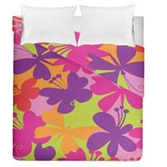 Butterfly Animals Rainbow Color Purple Pink Green Yellow Duvet Cover Double Side (queen Size)