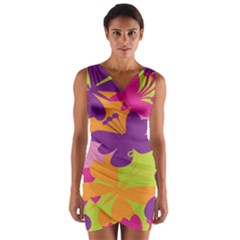 Butterfly Animals Rainbow Color Purple Pink Green Yellow Wrap Front Bodycon Dress by Alisyart