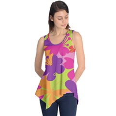 Butterfly Animals Rainbow Color Purple Pink Green Yellow Sleeveless Tunic