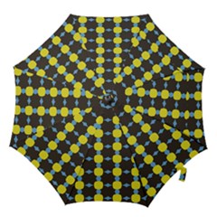 Blue Black Yellow Plaid Star Wave Chevron Hook Handle Umbrellas (large)