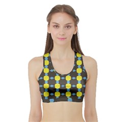 Blue Black Yellow Plaid Star Wave Chevron Sports Bra With Border by Alisyart