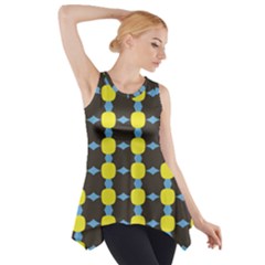 Blue Black Yellow Plaid Star Wave Chevron Side Drop Tank Tunic