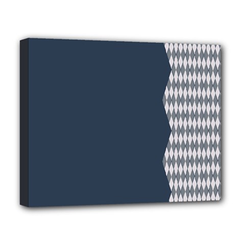 Argyle Triangle Plaid Blue Grey Deluxe Canvas 20  X 16   by Alisyart