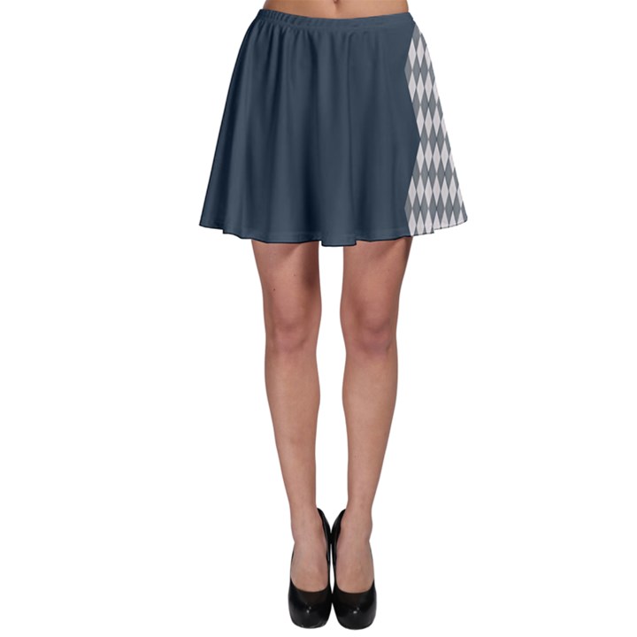 Argyle Triangle Plaid Blue Grey Skater Skirt