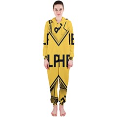 Caution Road Sign Help Cross Yellow Hooded Jumpsuit (ladies) 