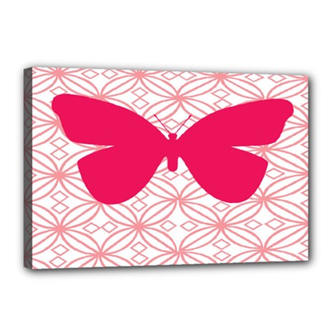 Butterfly Animals Pink Plaid Triangle Circle Flower Canvas 18  X 12 