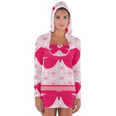 Butterfly Animals Pink Plaid Triangle Circle Flower Women s Long Sleeve Hooded T-shirt by Alisyart