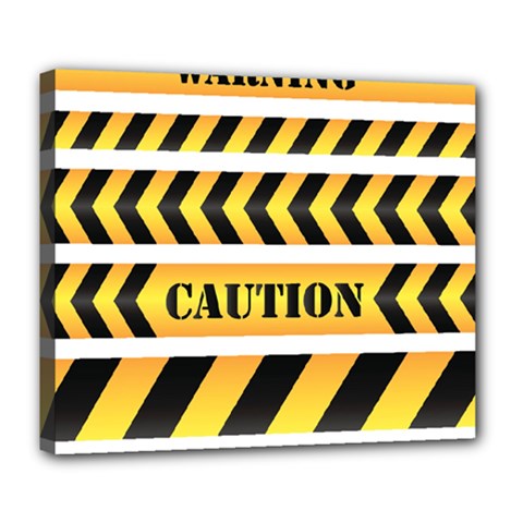 Caution Road Sign Warning Cross Danger Yellow Chevron Line Black Deluxe Canvas 24  X 20  