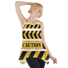 Caution Road Sign Warning Cross Danger Yellow Chevron Line Black Side Drop Tank Tunic by Alisyart