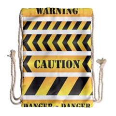 Caution Road Sign Warning Cross Danger Yellow Chevron Line Black Drawstring Bag (large) by Alisyart