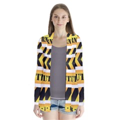 Caution Road Sign Warning Cross Danger Yellow Chevron Line Black Cardigans by Alisyart