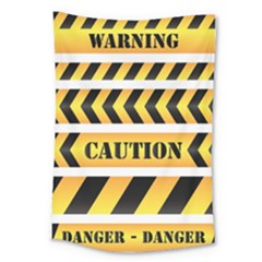 Caution Road Sign Warning Cross Danger Yellow Chevron Line Black Large Tapestry by Alisyart