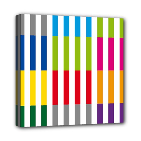 Color Bars Rainbow Green Blue Grey Red Pink Orange Yellow White Line Vertical Mini Canvas 8  X 8 