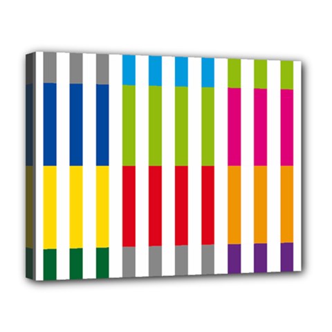 Color Bars Rainbow Green Blue Grey Red Pink Orange Yellow White Line Vertical Canvas 14  X 11  by Alisyart
