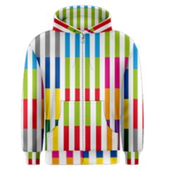 Color Bars Rainbow Green Blue Grey Red Pink Orange Yellow White Line Vertical Men s Zipper Hoodie by Alisyart