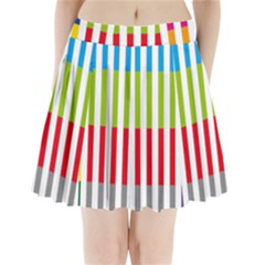 Color Bars Rainbow Green Blue Grey Red Pink Orange Yellow White Line Vertical Pleated Mini Skirt by Alisyart