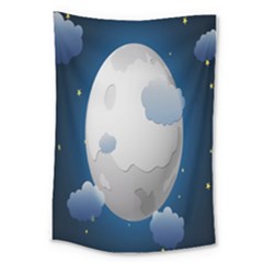 Cloud Moon Star Blue Sky Night Light Large Tapestry