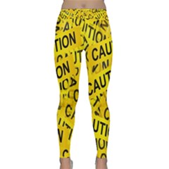 Caution Road Sign Cross Yellow Classic Yoga Leggings by Alisyart