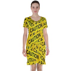 Caution Road Sign Cross Yellow Short Sleeve Nightdress by Alisyart